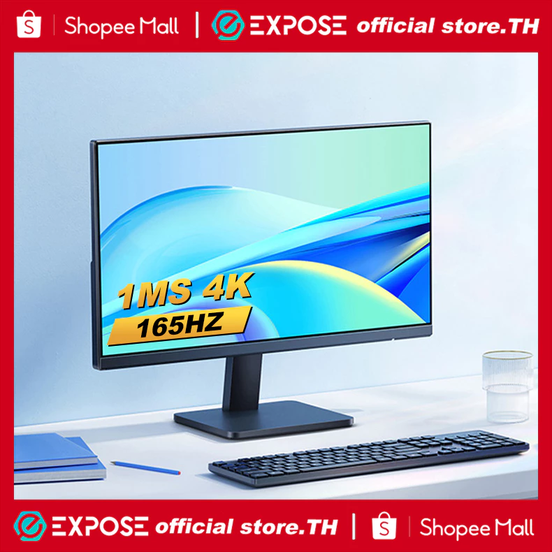 Expose จอคอมพิวเตอร์ 144hz 27 นิ้ว จอคอมพิวเตอร์ 165hz โค้ง IPS 1MS 4K เต็มจอไร้ขอบ คอม monitor