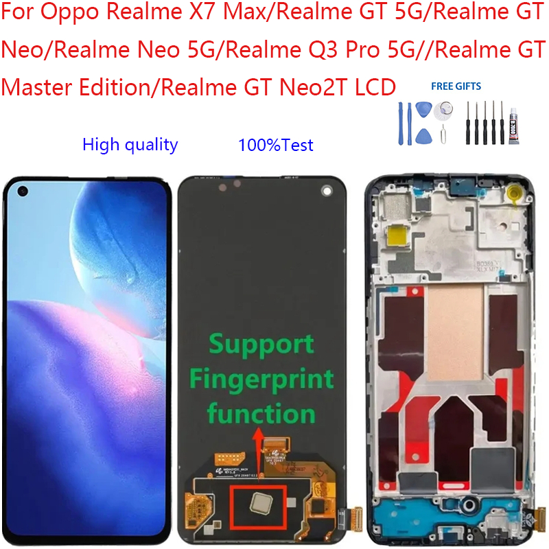 อะไหล่หน้าจอสัมผัสดิจิทัล LCD แบบเปลี่ยน สําหรับ Oppo Realme X7 Max Realme GT 5G GT Neo Neo Neo 5G Q3 Pro 5G Realme GT Master Edition GT Neo2T