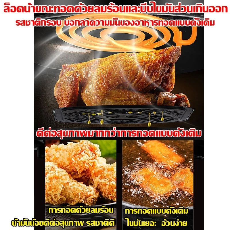 🔥 5 ปี🔥DLT-afel หม้อทอดไร้น้ำมัน ความจุ 8 ลิตร ไม่ต้องใช้น้ำมัน หม้อทอดเพื่อสุขภาพ หน้าจอแสดงผลแบบสี จัดส่งฟรี รีบสั่งด่วน thumbnail 7