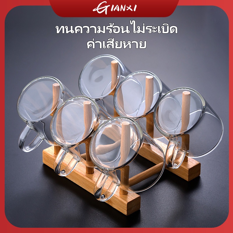 GIANXI【มีอยู่ในสต็อก】ถ้วยชากระจกหนาทนความร้อนไม่ระเบิด ทั้งร้อน และเย็น