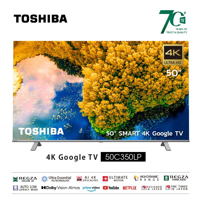 Toshiba TV 50C350LP ทีวี 50 นิ้ว 4K Ultra HD Google TV HDR10 ควบคุมด้วยเสียง Smart TV dolby