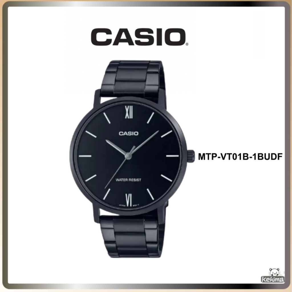Casio MTP-VT01B-1BUDF นาฬิกาข้อมือสายสแตนเลส สีดํา