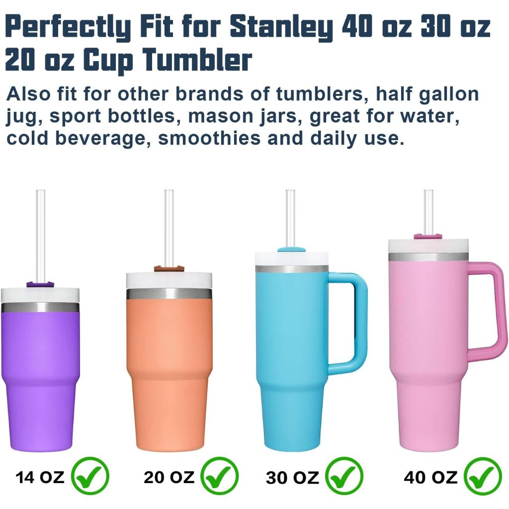 6pcs เปลี่ยนหลอดสําหรับ Stanley 40oz, 30oz, 20oz Tumbler พร้อมแปรงทําความสะอาด,หลอดใสแบบใช้ซ้ําได้เข้ากันได้กับ Stanley Tumbler ถ้วยแก้ว, Stanley ถ้วยอุปกรณ์เสริม