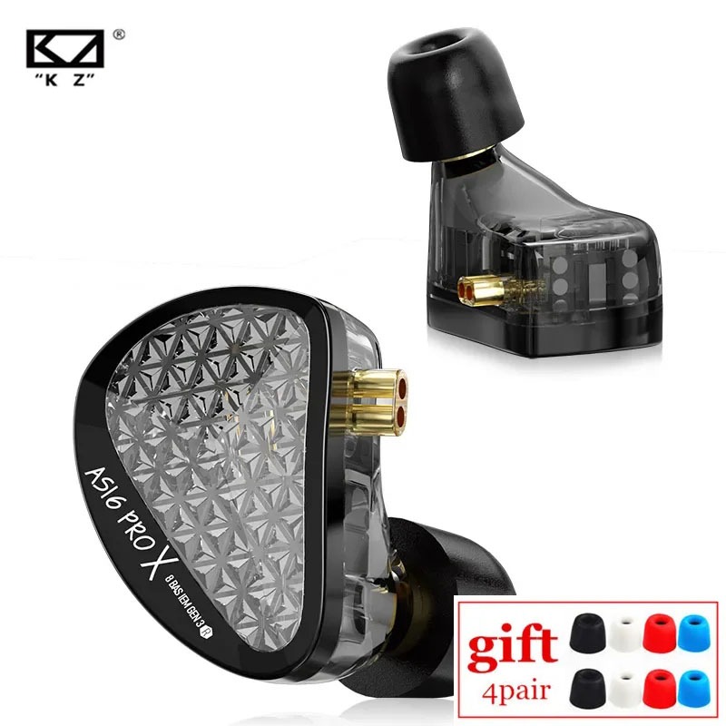 Kz AS16 Pro X หูฟังอินเอียร์ โลหะ 16 ไดรเวอร์อาร์เมเจอร์ HIFI สมดุล สําหรับเล่นกีฬา