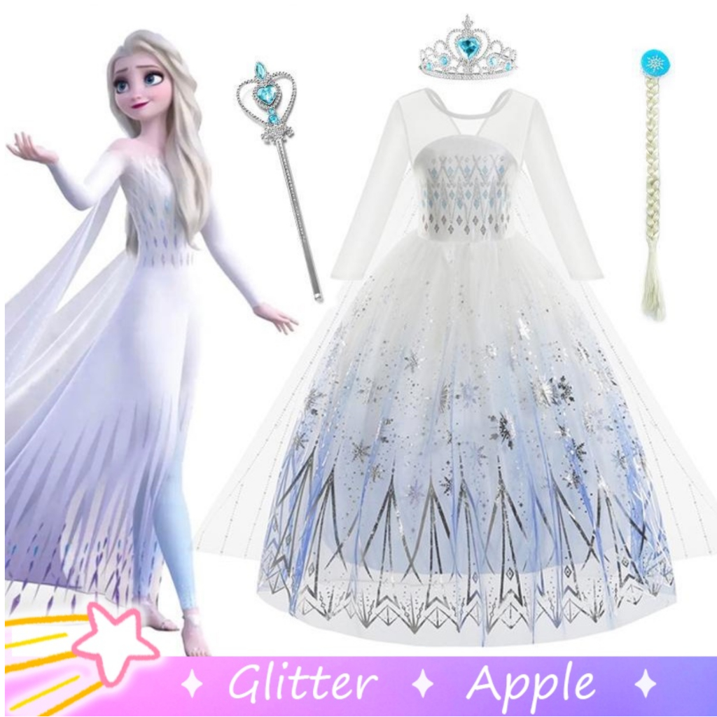 ชุดเดรส ผ้าตาข่าย ลาย Snow Queen Elsa Frozen เหมาะกับปาร์ตี้ฮาโลวีน สําหรับเด็กผู้หญิง