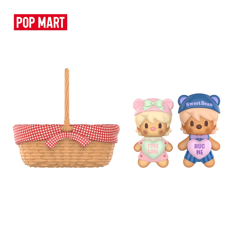 POP MART Sweet Bean Cookie Basket Figurine-pop bean，popmart bean， sweet bean， คุกกี้