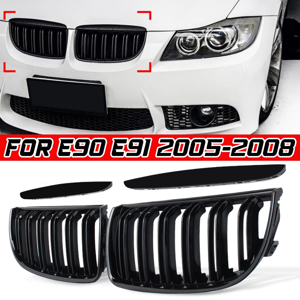 สําหรับ BMW 3 Series E90 E91 320i 323i 328i 335i 2005 2006 2007 2008 กระจังหน้ารถยนต์ ABS อุปกรณ์เสริม กระจังหน้า ตะแกรง ชุดแถบสี​ครอบกระจังหน้ารถ