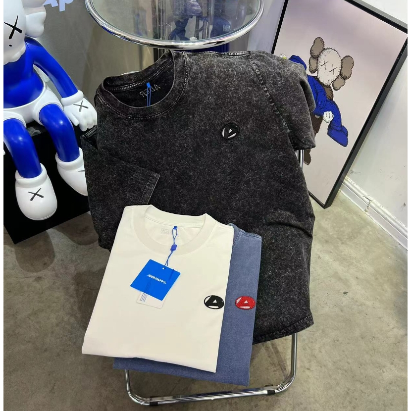 เสื้อยืดแขนสั้น พิมพ์ลายตัวอักษร ADER HAPPY 2024ss แฟชั่นฤดูใบไม้ผลิ และฤดูร้อน สําหรับผู้ชาย และผู้หญิง