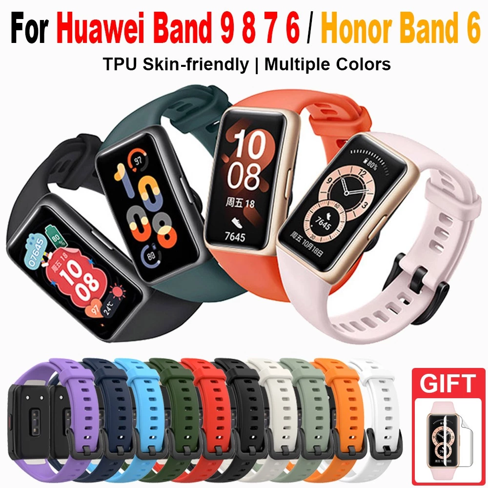 สร้อยข้อมือเปลี่ยนสายรัดซิลิโคนสําหรับ Huawei Band 6 7 8 9 10 11 Pro / Honor Band 7 6