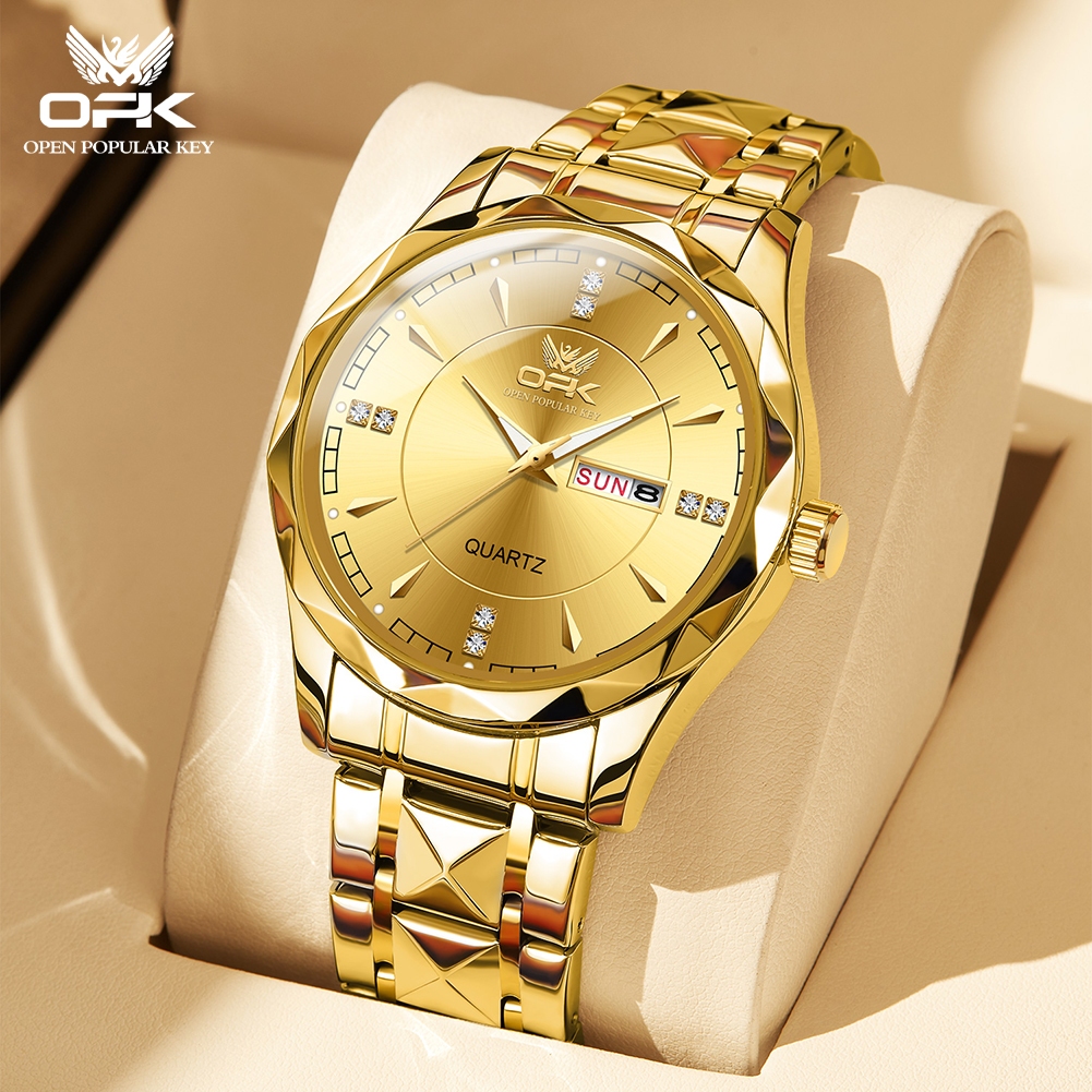 OPK นาฬิกา ผู้ชาย แฟชั่น watch 100% แท้ นาฬิกาข้อมือกันน้ำได้ ควอตซ์ สายสเตนเลส เงิน ประณีต ธุรกิจ ส