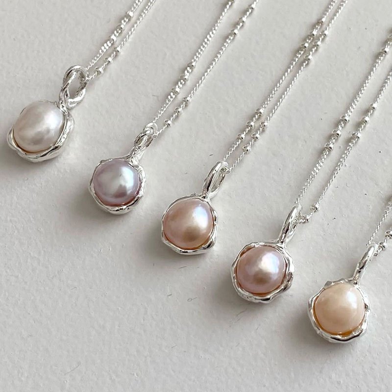 สร้อยคอเงินแท้ เกรด 925 ประดับไข่มุกน้ําจืดธรรมชาติ