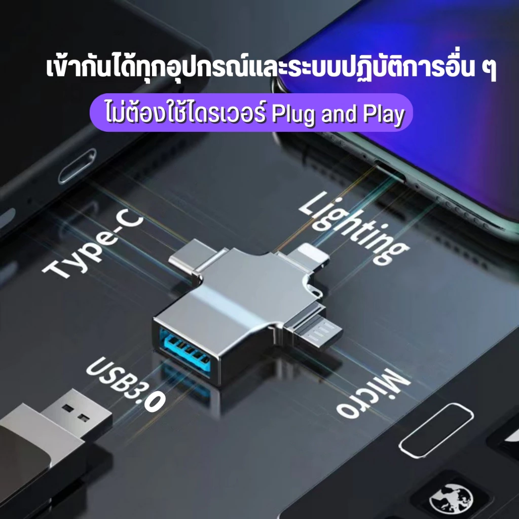 Wention Official Store  USB 3.0 OTG เครื่องอ่านการ์ดเมมโมรี่ การ์ดรีดเดอร์ Card Reader สําหรับ iOS แท็บเล็ต Android สมาร์ทโฟน thumbnail 3