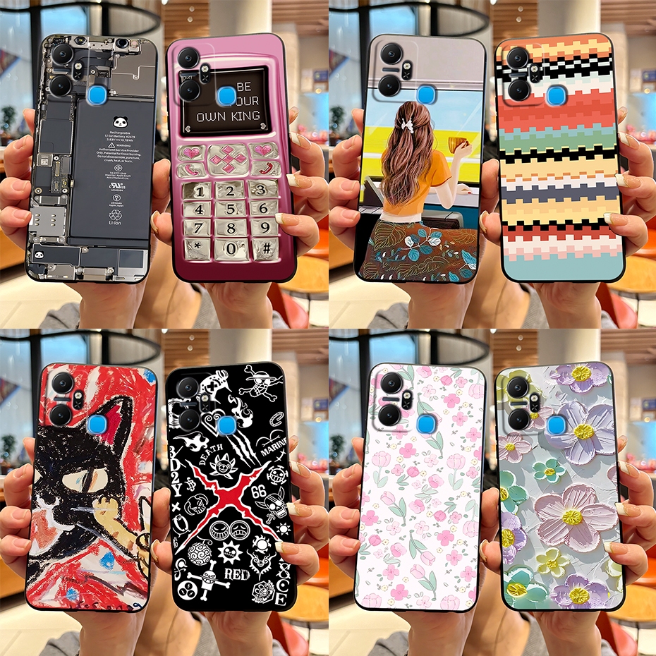 เคสโทรศัพท์มือถือ TPU แบบนิ่ม ผิวด้าน สีดํา สําหรับ Infinix Smart 6 Plus X6823 Smart 6Plus