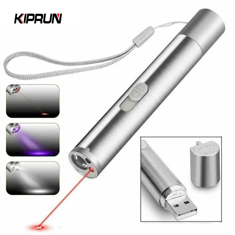 Kiprun 3 in 1 ปากกาชี้เลเซอร์ จุดสีแดง ชาร์จ USB ของเล่นสําหรับสัตว์เลี้ยง แมว