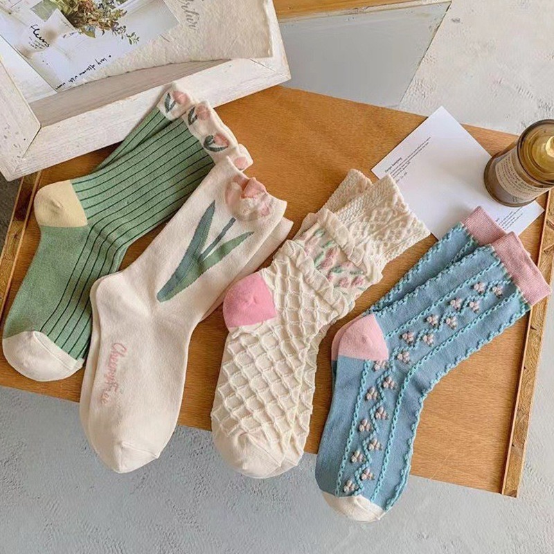 Series Tulip Women 's Medium Long Tube Women 's Socks