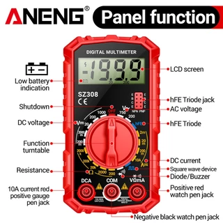 หนึ่งชุด ANENG SZ308 มัลติมิเตอร์แบบดิจิตอล, 1999 นับเครื่องทดสอบความแม่นยําสูงสําหรับแรงดันไฟฟ้า AC DC และความต้านทาน