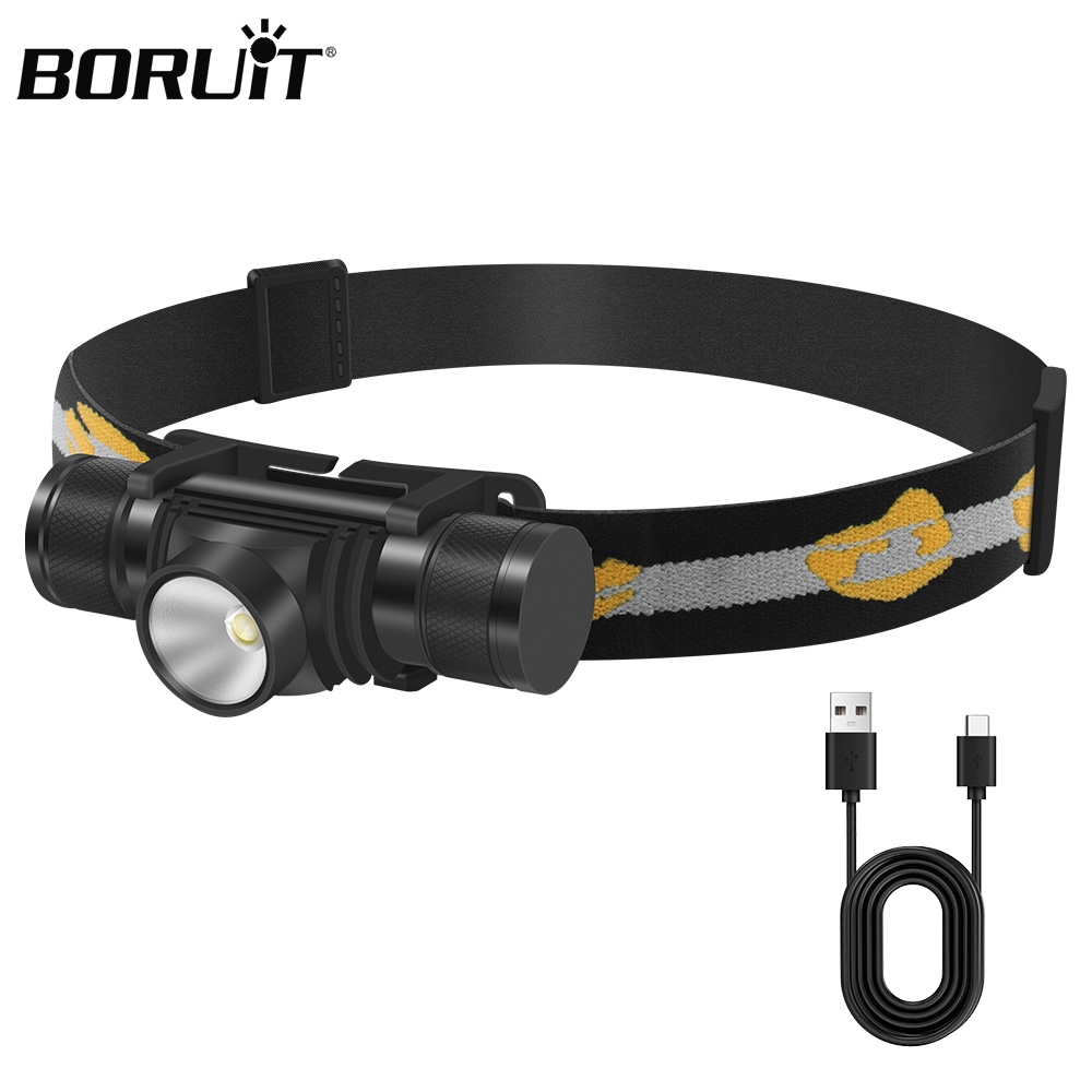 Boruit ไฟฉายสวมศีรษะ D10 LED Type-C พลังงานสูง กันน้ํา ชาร์จซ้ําได้ 18650 สําหรับตั้งแคมป์ ตกปลากลาง