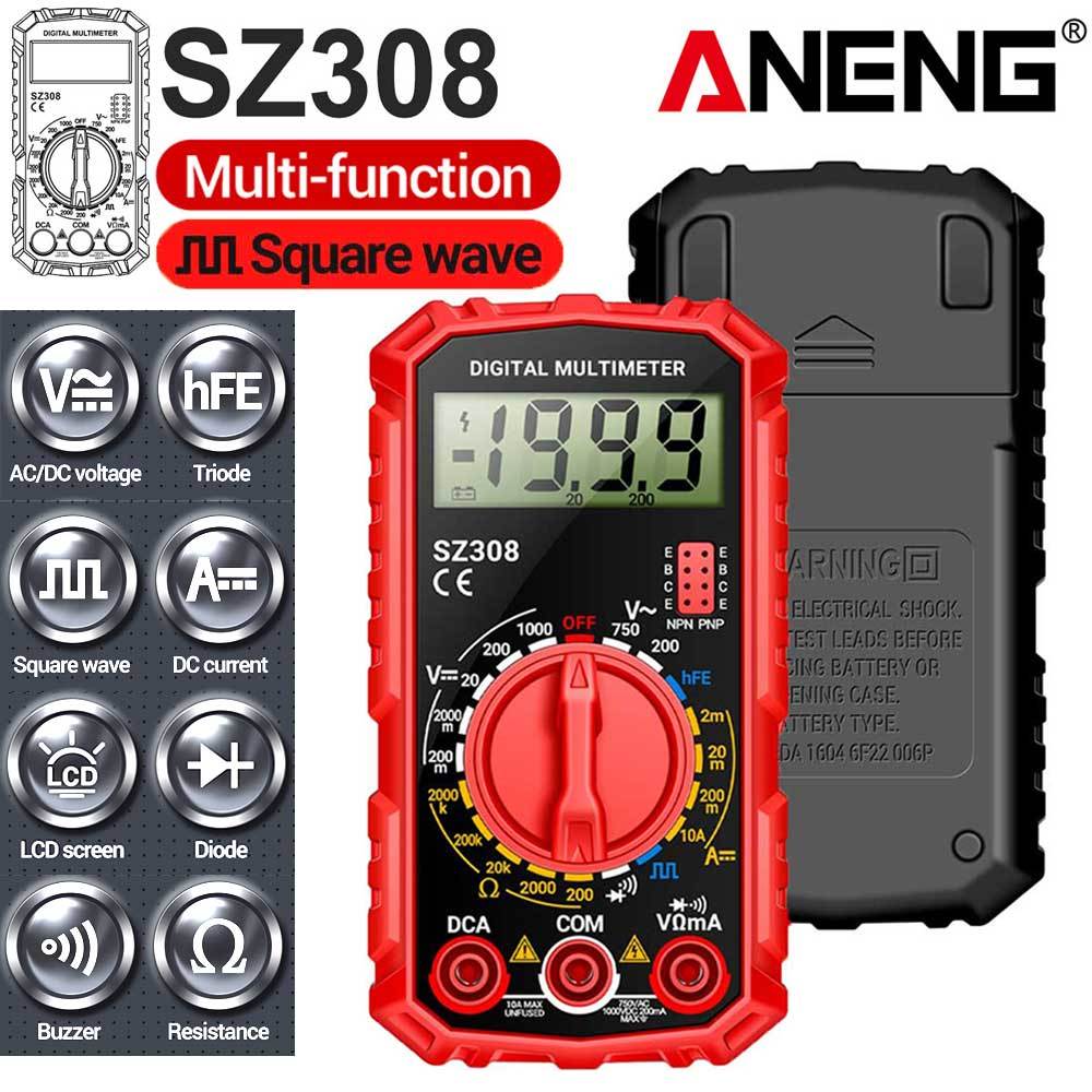 Aneng SZ308 มัลติมิเตอร์ดิจิทัล นับจํานวน 1999 AC และ DC ความแม่นยําสูง เครื่องมือทดสอบแรงดันไฟฟ้า อ