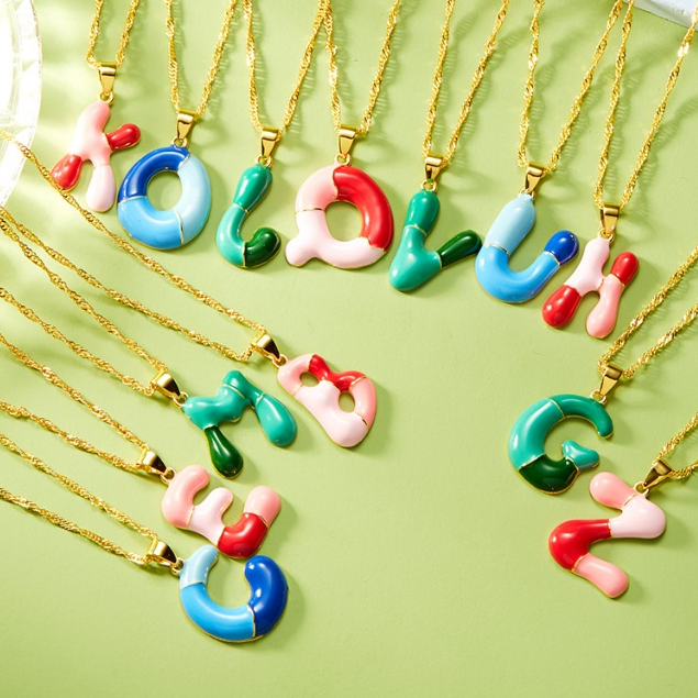 สร้อยคอแฟชั่น จี้ตัวอักษรภาษาอังกฤษ A-Z 26 ตัว สีสันสดใส เครื่องประดับ สําหรับผู้ชาย และผู้หญิง