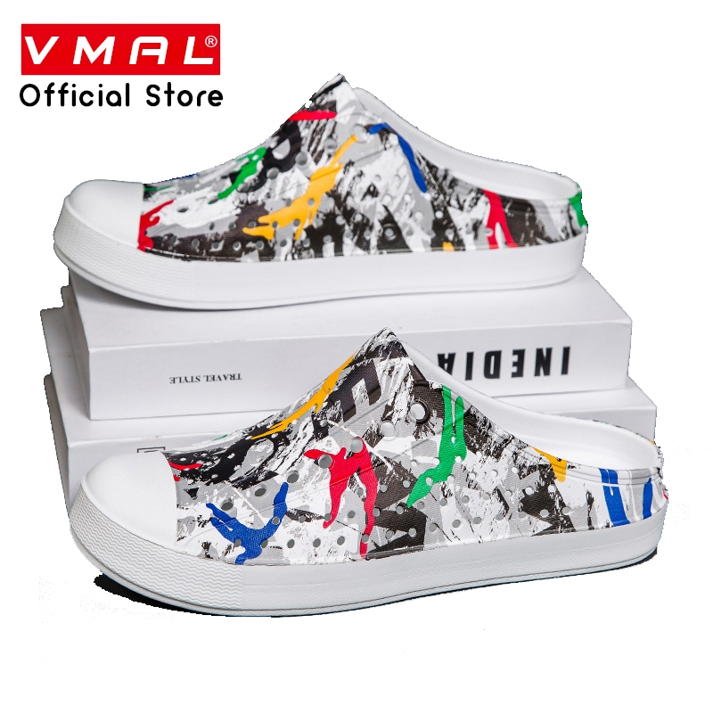VMAL รองเท้าลําลอง แขน Q แบบนิ่ม ระบายอากาศ ลายกราฟฟิติ เหมาะกับเดินชายหาด แฟชั่นฤดูร้อน สําหรับคู่รัก ไซซ์ 36-45
