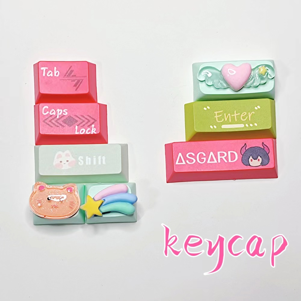 น่ารัก 1.75U 1.5U Keycap PBT Keycap สําหรับคีย์บอร์ดแบบกลไก DFGR ราคา ถูกที่สุด ดีลบีเคเค