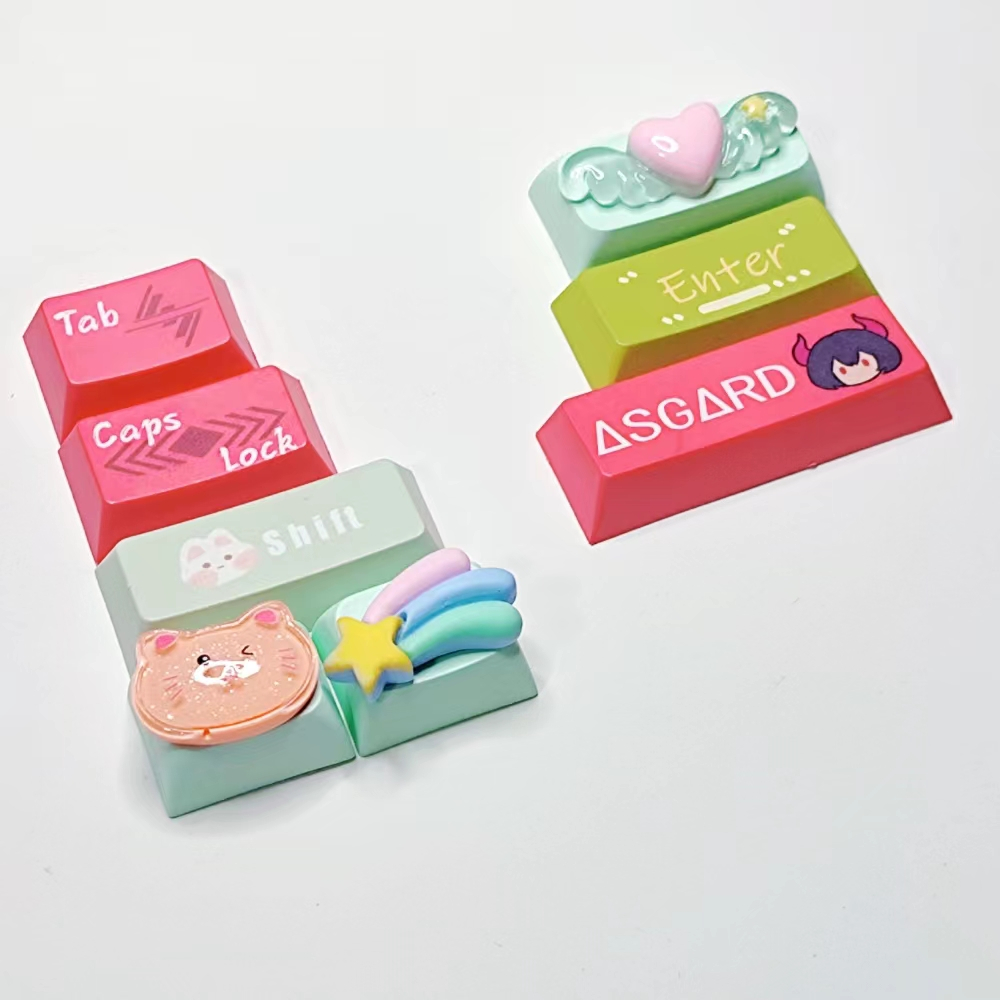 น่ารัก 1.75U 1.5U Keycap PBT Keycap สําหรับคีย์บอร์ดแบบกลไก DFGR ราคา ถูกที่สุด ดีลบีเคเค แกลเลอรีภาพที่ 3