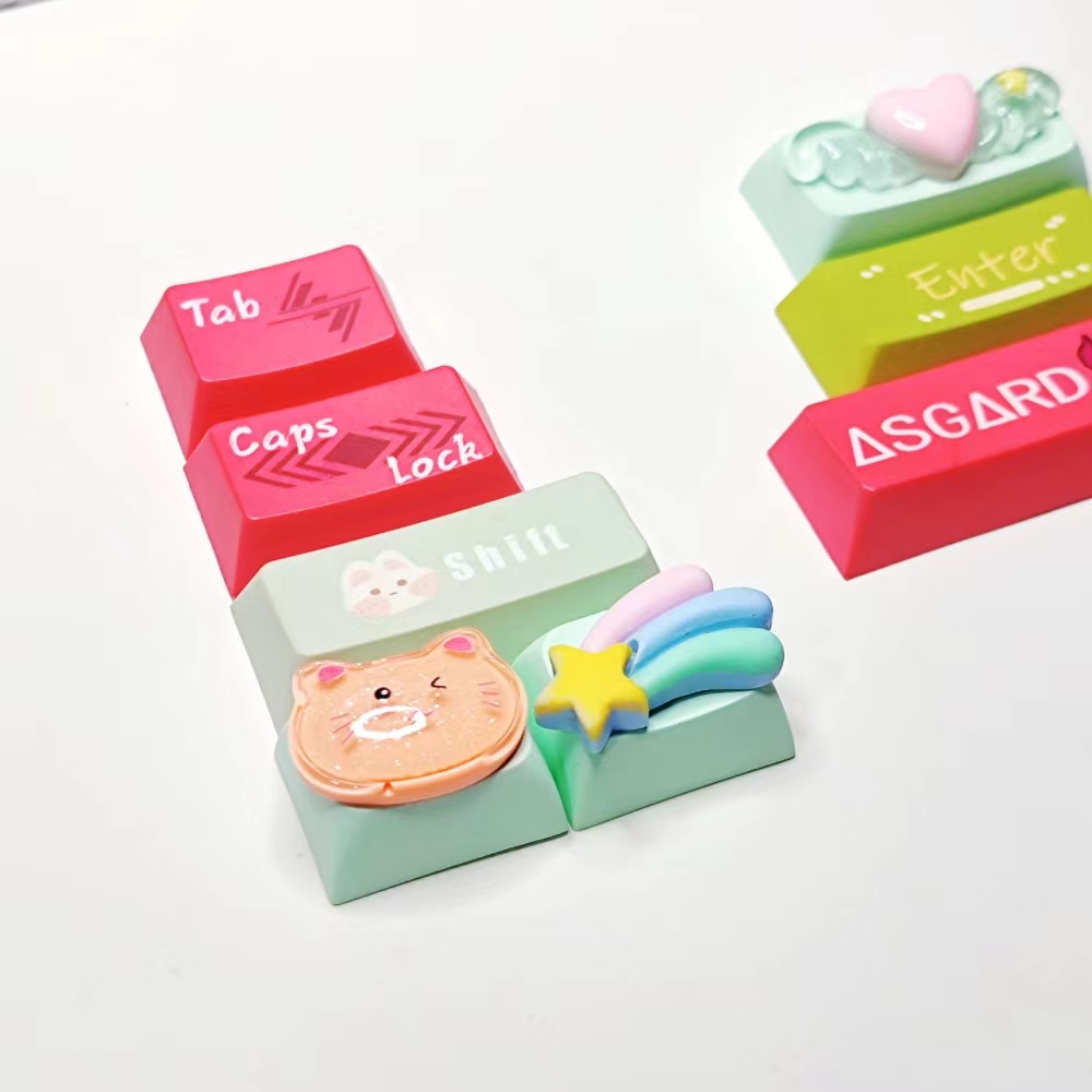 น่ารัก 1.75U 1.5U Keycap PBT Keycap สําหรับคีย์บอร์ดแบบกลไก DFGR ราคา ถูกที่สุด ดีลบีเคเค แกลเลอรีภาพที่ 4
