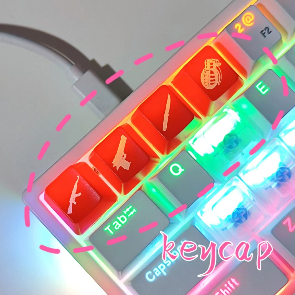 ปุ่มกดคีย์บอร์ด ABS โปร่งแสง CSGO Cf Crossfire Cut Gun WASD Direction Keycap SSH L94B 4 ชิ้น