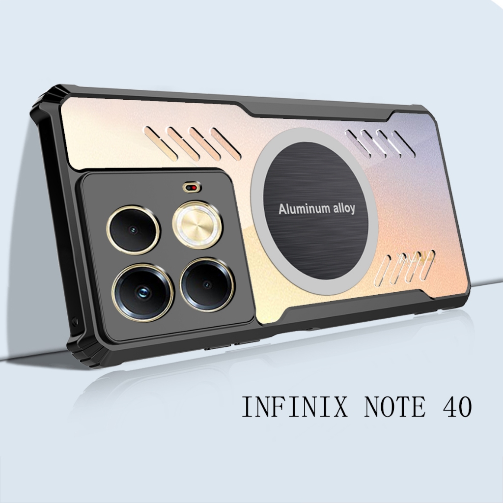 การกระจายความร้อนเคสโทรศัพท์สําหรับInfinix Note 40 50 60 Pro Plus 4G 5Gกรณีสี่มุมHockproofกันชนสําหรับInfinixหมายเหตุ 30 10 11 Pro 12 Turbo 11Sแม่เหล็กกรณี
