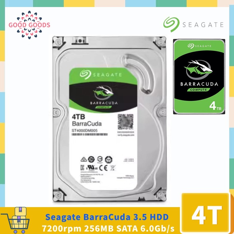 Seagate BarraCuda ฮาร์ดไดรฟ์ภายใน ST4000DM005 4TB HDD 7200 RPM 64MB Cache SATA 6Gb/s 3.5 นิ้ว