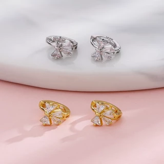 ชุดเครื่องประดับ ต่างหูห่วง ประดับโบว์ สีดํา สไตล์เรโทร สําหรับผู้หญิง