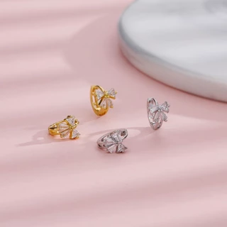 ชุดเครื่องประดับ ต่างหูห่วง ประดับโบว์ สีดํา สไตล์เรโทร สําหรับผู้หญิง