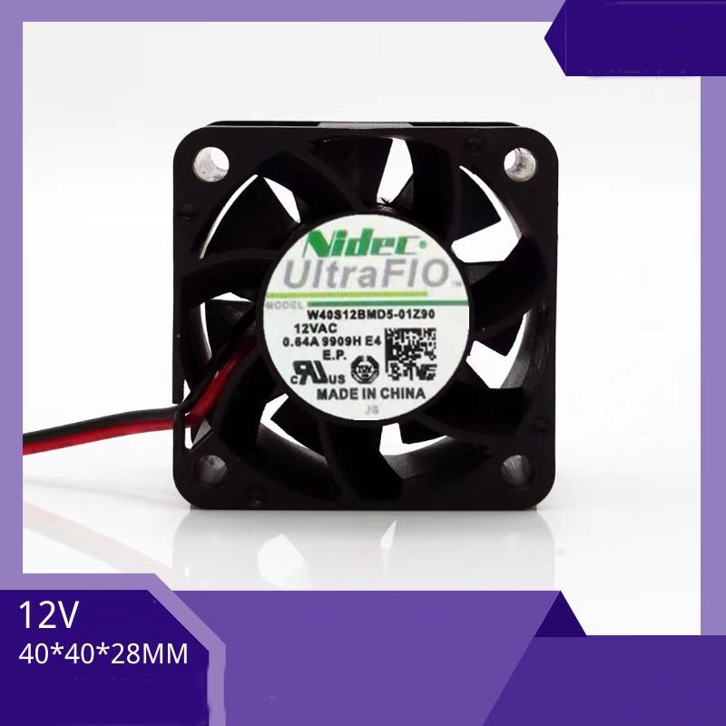 Nidec 4028 W40S12BMD5-01Z90 4CM 12V 0.64A พัดลมพลังงานมด