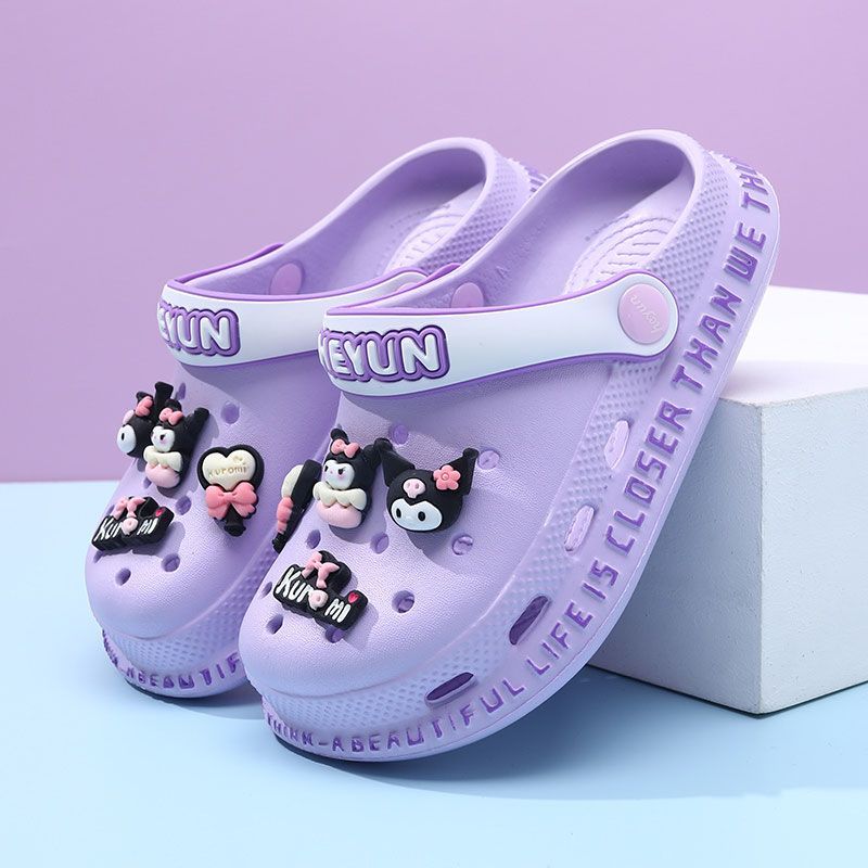 พร้อมส่ง! รองเท้าแตะ Kuromi แบบนิ่ม กันลื่น สวมใส่สบาย สําหรับเด็กผู้หญิง