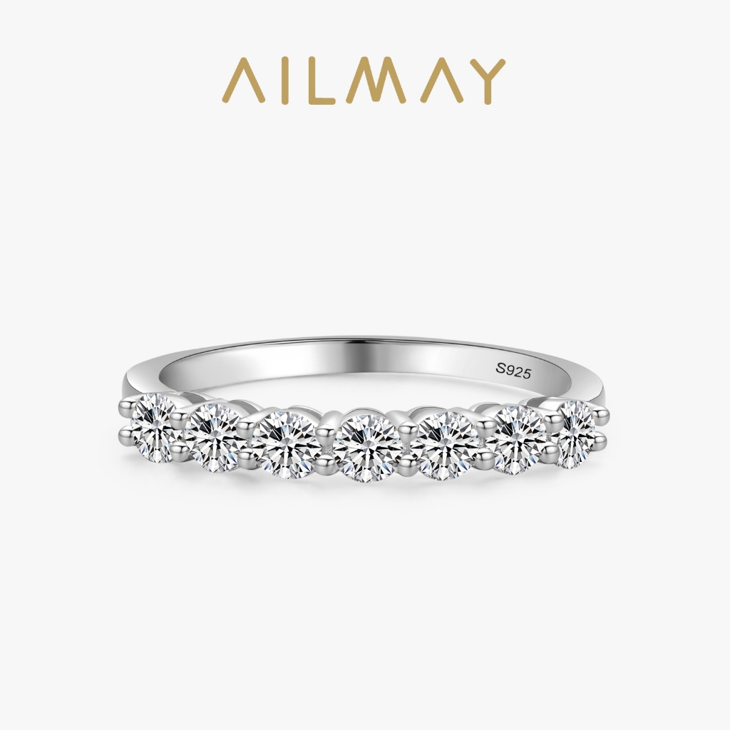 Ailmay 100 % 925 เงินสเตอร ์ ลิงวางซ ้ อนกันได ้ รอบพราว Cubic Zirconia แหวนเครื ่ องประดับของขวัญ