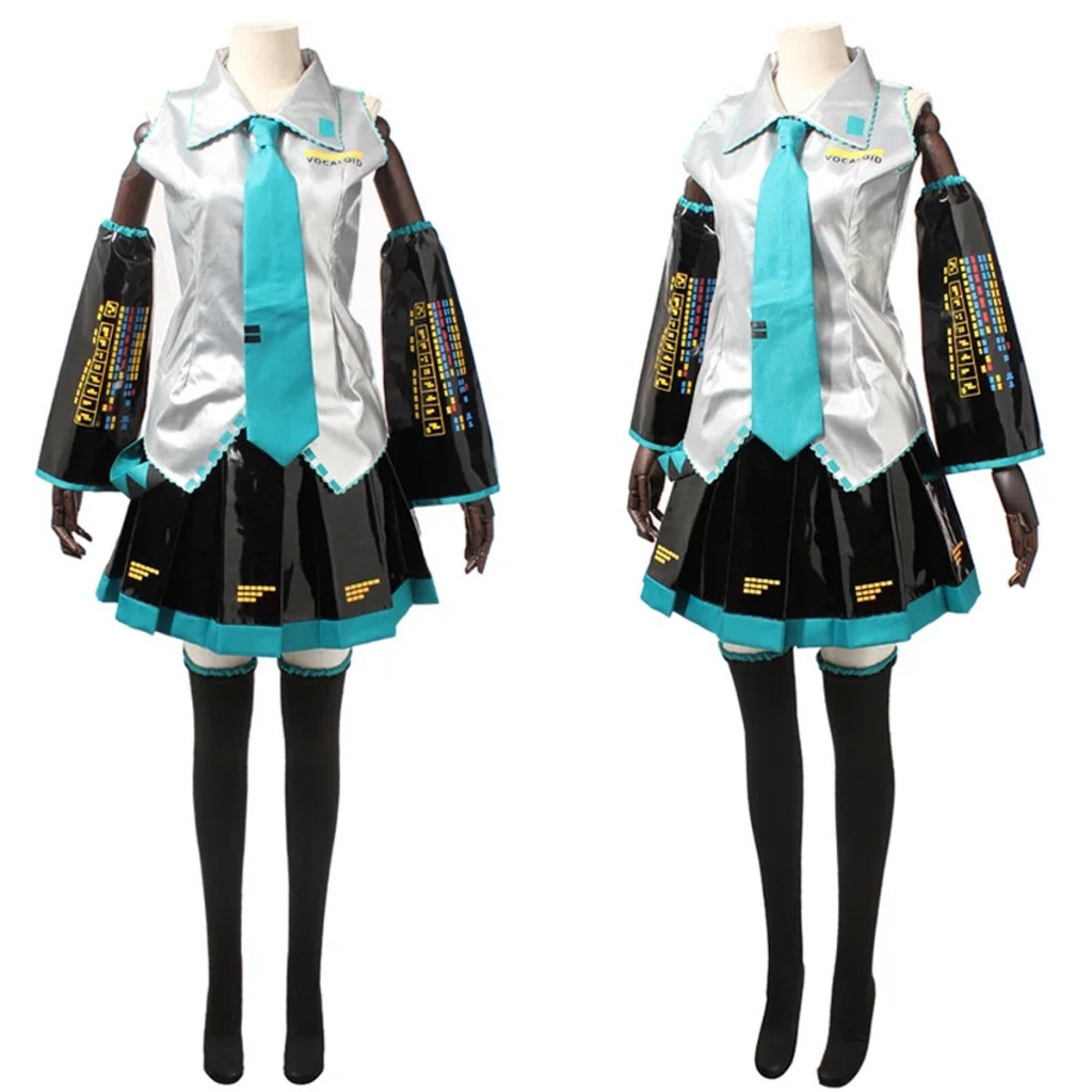 อะนิเมะ Super Alloy Miku ชุดคอสเพลย์ชุดสาวผ้าหนัง PU ขนาดใดก็ได้