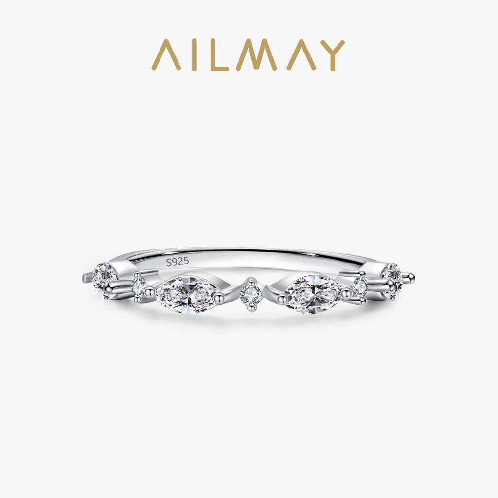 Ailmay 925 เงินสเตอร์ลิง Stackable Marquise แหวนเพทายสําหรับผู้หญิงเครื่องประดับ Fine