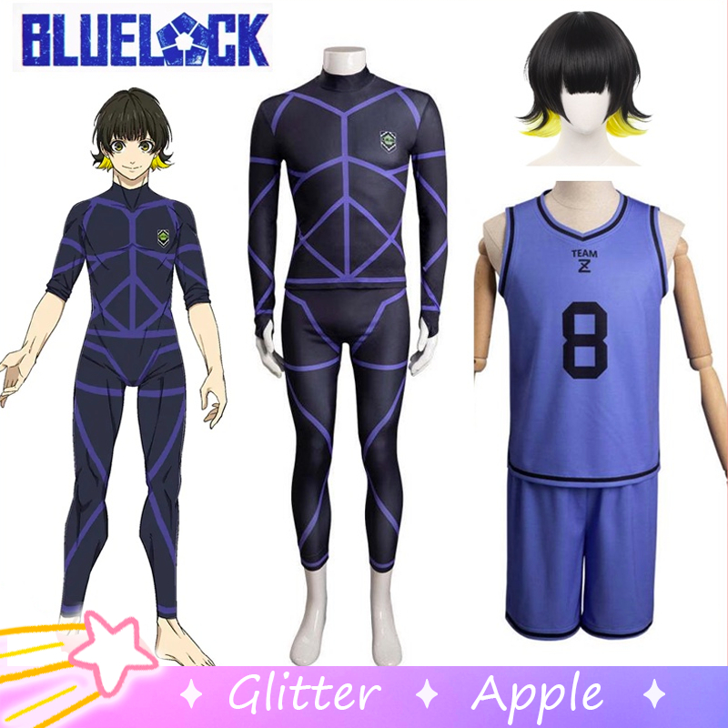 Bachira Meguru ชุดคอสเพลย์ อนิเมะ BLUE LOCK Football Jupsuit ชุดกีฬา พร้อมวิกผม
