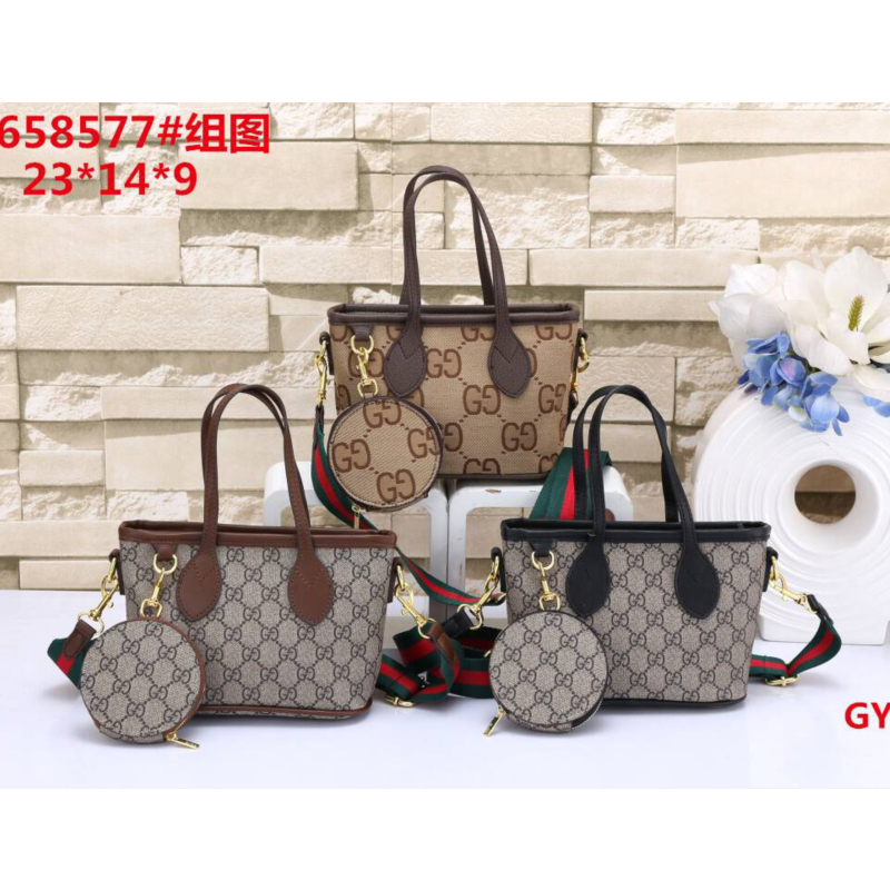 [สินค้าพร้อมสต็อก] กระเป๋าบูติก Gucci Two-In-One Tote Bag +กระเป๋าสตางค์ PVC กระเป๋าถือที่ทนทานต่อการสึกหรอผู้หญิงหรูหรา