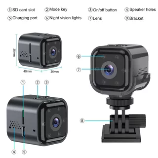 Ekleva HD WiFi ขนาดเล็ก มองเห็นกลางคืน ตรวจจับวิดีโอ อินเตอร์คอม กล้องรักษาความปลอดภัยในบ้าน กล้องเฝ้าระวังขนาดเล็ก กล้องระยะไกล มอนิเตอร์