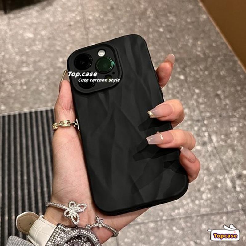 เคสโทรศัพท์มือถือแบบนิ่ม ผิวด้าน แต่งจับจีบ คุณภาพสูง สําหรับ IPhone 11 15 14 13 12 Pro Max X XR Xs Max 8 7 6s Plus SE 2020