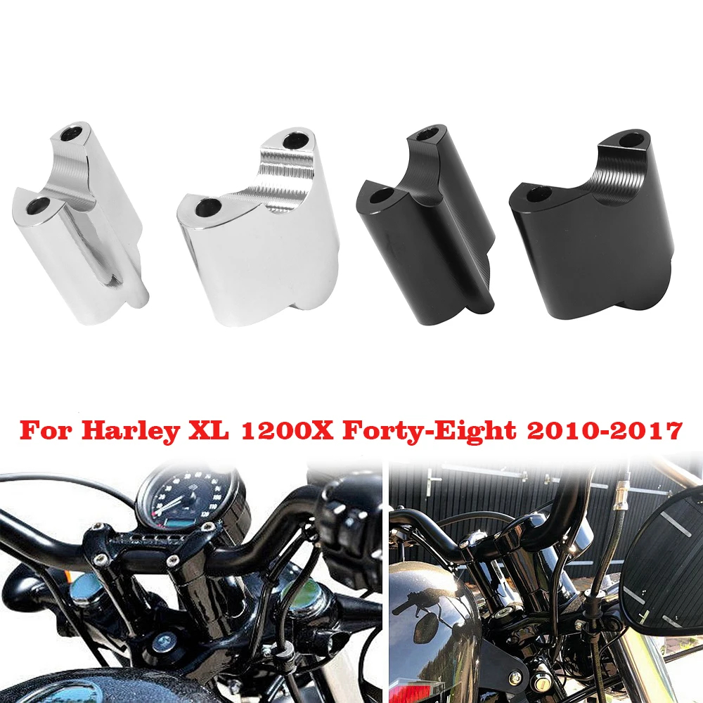 บล็อกต่อขยายแฮนด์บาร์ อลูมิเนียม CNC 2 นิ้ว 1 นิ้ว สีดํา สําหรับรถจักรยานยนต์ Harley Sportster XL1200 XL48 2010-2017