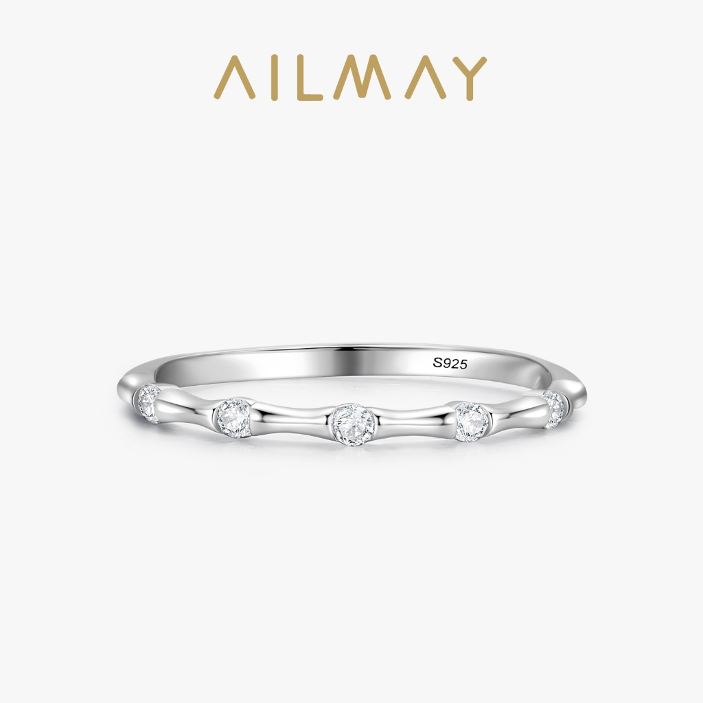 Ailmay 925 เงินสเตอร์ลิง Stackable Zircn แหวนสําหรับผู้หญิงสาวเครื่องประดับ Fine