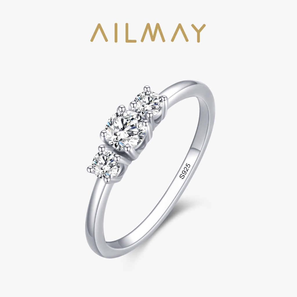 Ailmay แหวนเงินแท้ 925 วางซ้อนกันได้ คลาสสิก โรแมนติก เครื่องประดับ สําหรับผู้หญิง งานแต่งงาน