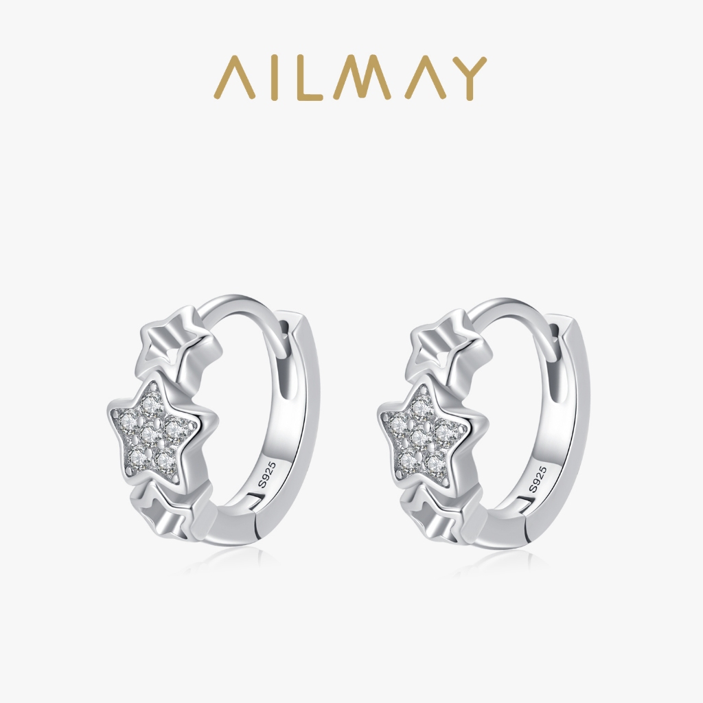 Ailmay ต่างหูเงินสเตอร์ลิง 925 รูปดาว เครื่องประดับแฟชั่น สําหรับผู้หญิง