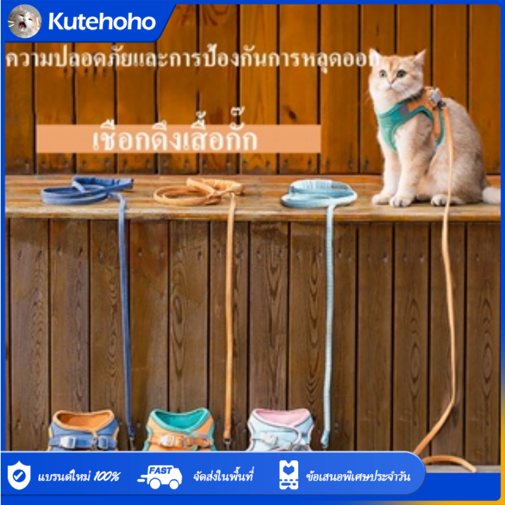 Colorful Reflective สายจูงสัตว์เลี้ยง ใหม่! เชือกจูงแมว สายจูงแมว สายจูงหมา ปลอกคอแมว สายจูง