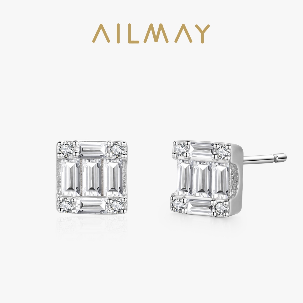 Ailmay เงินแท้ 925 หรูหรา 2ct รูปไข่เพทายต่างหูสตั๊ดสําหรับผู้หญิงเครื่องประดับ