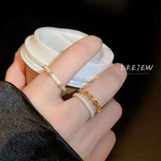 DREJEW แหวนนิ้วชี้ ชุบไฟฟ้า สองชั้น เรียบง่าย เครื่องประดับ สําหรับผู้หญิง