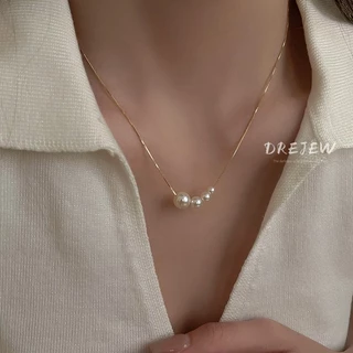 DREJEW สร้อยคอโซ่ ทอง 18K ประดับมุก สไตล์เกาหลี เรียบง่าย แฟชั่น สําหรับผู้หญิง