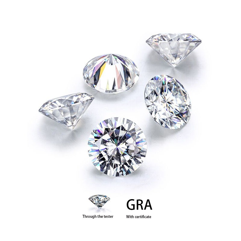 [พร้อมใบรับรอง GRA] 0.5ct-3ct รอบ Moissanite หินหลวมหัวใจแปดลูกศร, 3EX, VVS1, Moissanite แหวนต่างหูส